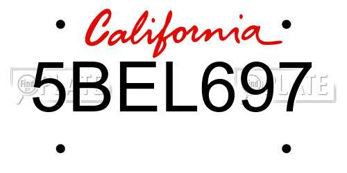 5BEL697 California License Plate