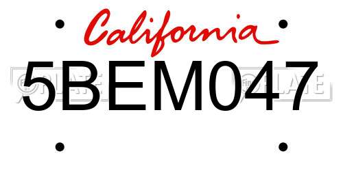 5BEM047 California License Plate