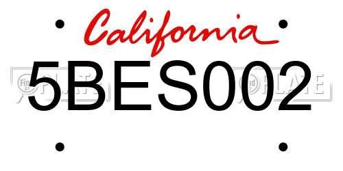 5BES002 California License Plate