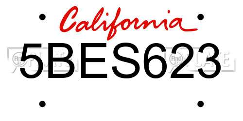5BES623 California License Plate