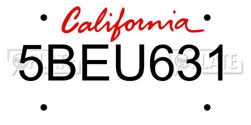 5BEU631 California License Plate