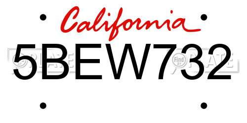5BEW732 California License Plate
