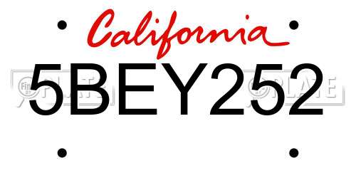 5BEY252 California License Plate