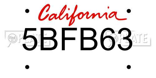 5BFB63 California License Plate