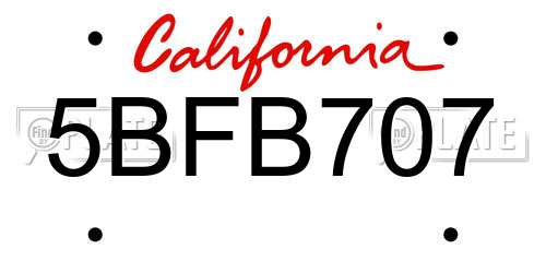 5BFB707 California License Plate