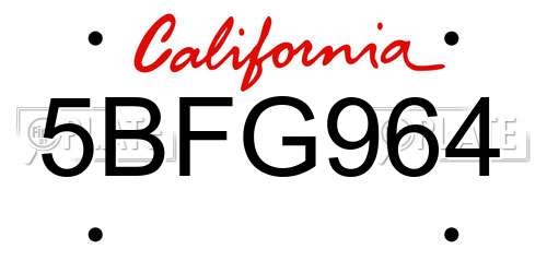 5BFG964 California License Plate