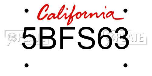 5BFS63 California License Plate