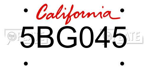 5BG045 California License Plate