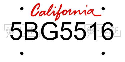 5BG5516 California License Plate