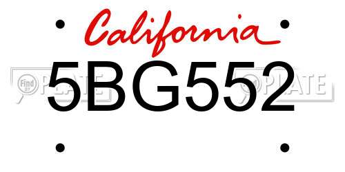 5BG552 California License Plate