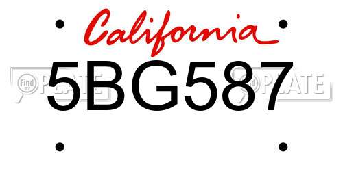 5BG587 California License Plate