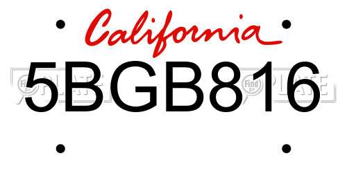 5BGB816 California License Plate