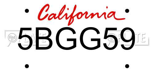5BGG59 California License Plate