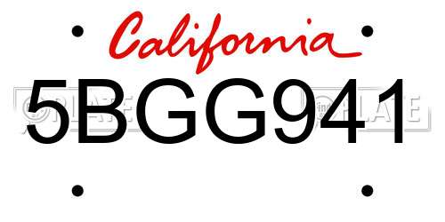 5BGG941 California License Plate