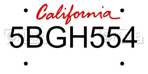 5BGH554 California License Plate