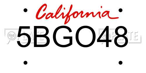 5BGO48 California License Plate