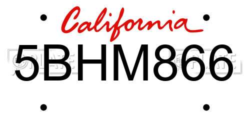 5BHM866 California License Plate