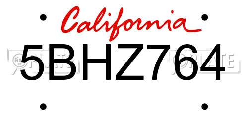 5BHZ764 California License Plate