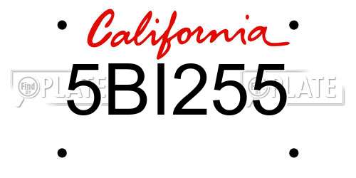 5BI255 California License Plate