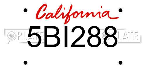 5BI288 California License Plate