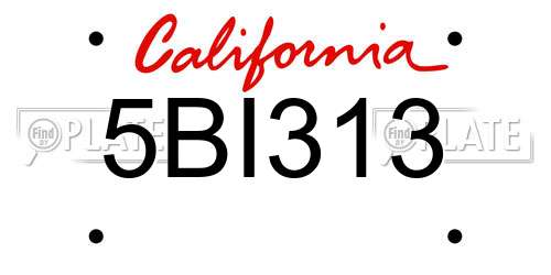 5BI313 California License Plate