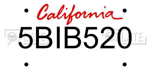 5BIB520 California License Plate