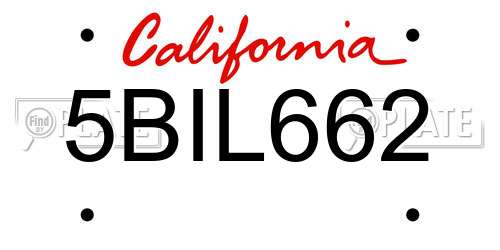 5BIL662 California License Plate
