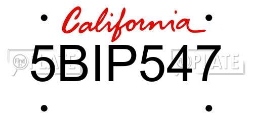 5BIP547 California License Plate