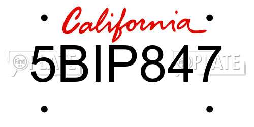 5BIP847 California License Plate