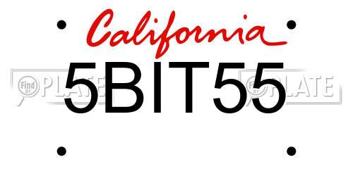 5BIT55 California License Plate