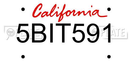 5BIT591 California License Plate