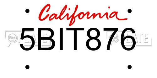5BIT876 California License Plate