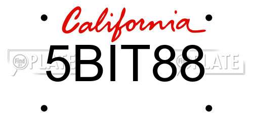 5BIT88 California License Plate