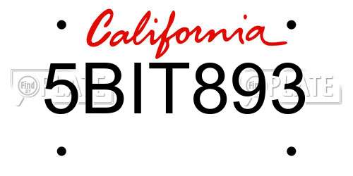 5BIT893 California License Plate