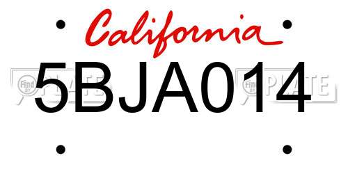 5BJA014 California License Plate