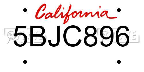 5BJC896 California License Plate