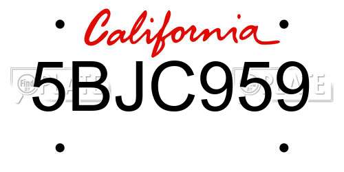 5BJC959 California License Plate