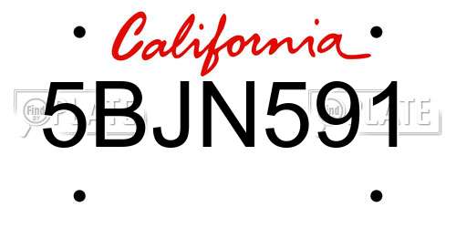 5BJN591 California License Plate