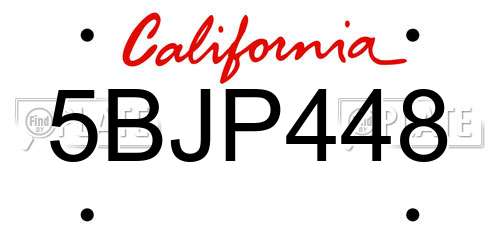 5BJP448 California License Plate