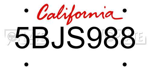 5BJS988 California License Plate