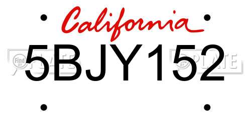 5BJY152 California License Plate