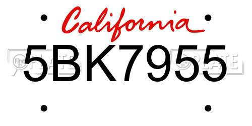 5BK7955 California License Plate