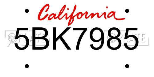 5BK7985 California License Plate