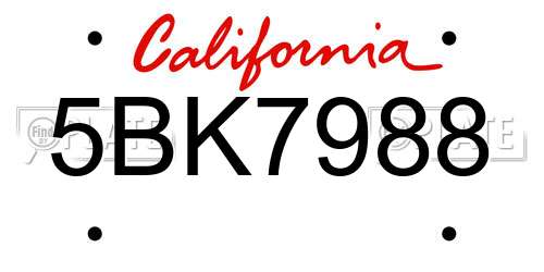 5BK7988 California License Plate
