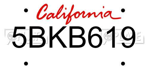 5BKB619 California License Plate