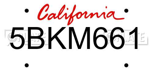 5BKM661 California License Plate