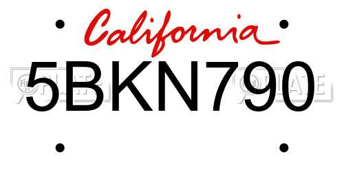 5BKN790 California License Plate