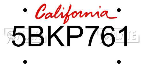 5BKP761 California License Plate
