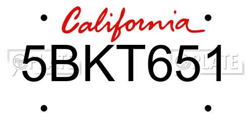 5BKT651 California License Plate