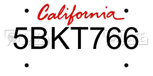 5BKT766 California License Plate